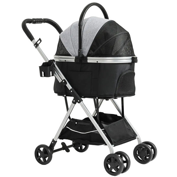 VIAGDO Pet Stroller Premium 3in1 For Medium Small Dogs Cats